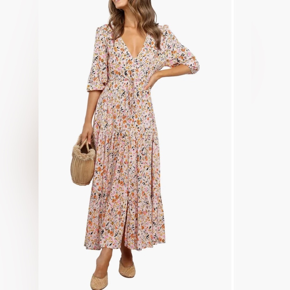 Petal & Pup Pink Floral Midi Dress - Picture 2 of 12